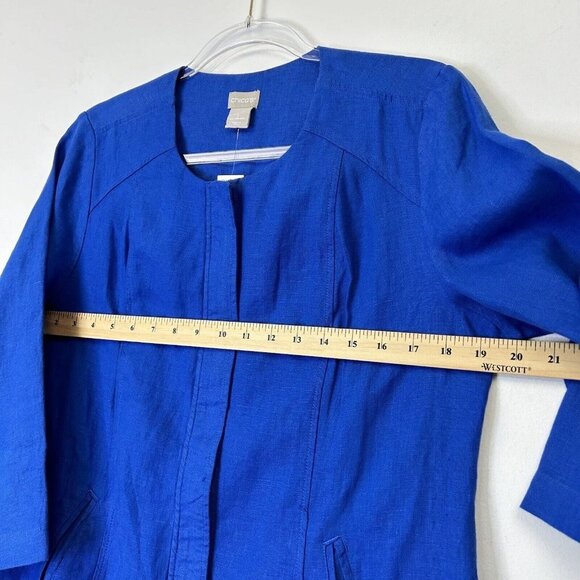 NEW Chicos Linen Zip Jacket Womens Size 1 US 8 10 Cobalt Blue - Picture 8 of 12